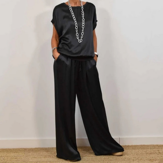 Stoffhose aus Satin in Weiss - Ansicht 2