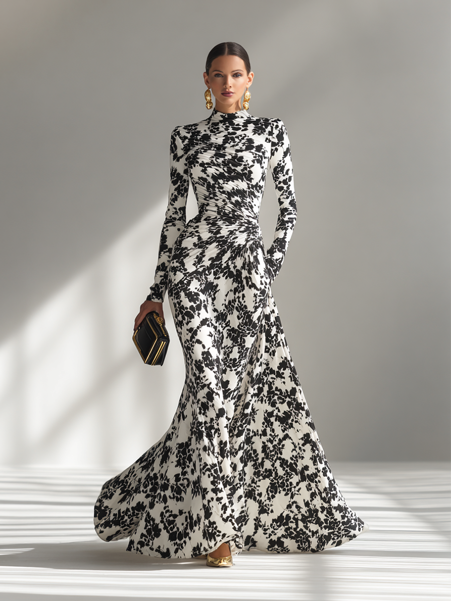 Wickelkleid mit Rollkragen und Wickeloptik und Langarm in Maxilänge - Ansicht 6