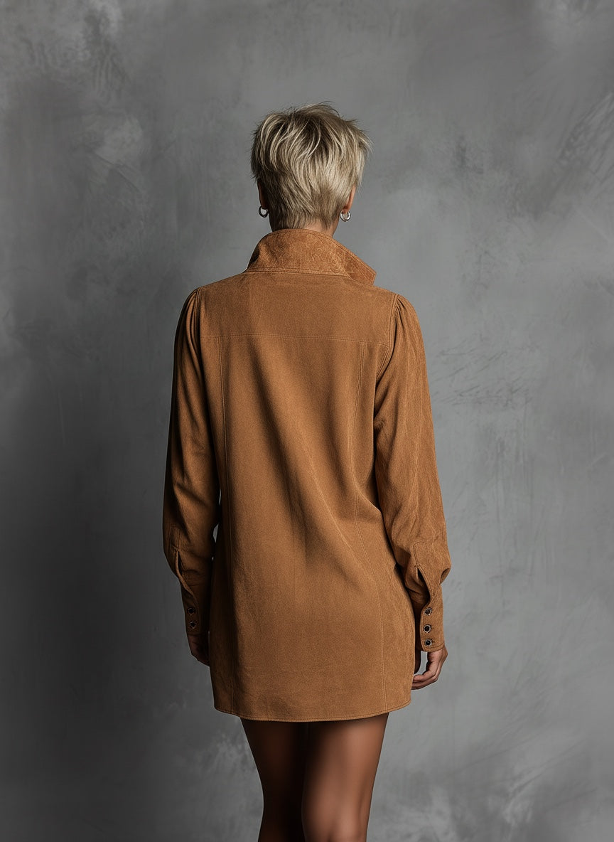 Kleid mit V-Ausschnitt und Langarm in langer Form - Ansicht 4