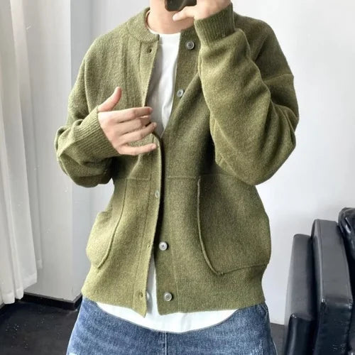 Strickjacke in Grün und Beige - Ansicht 2