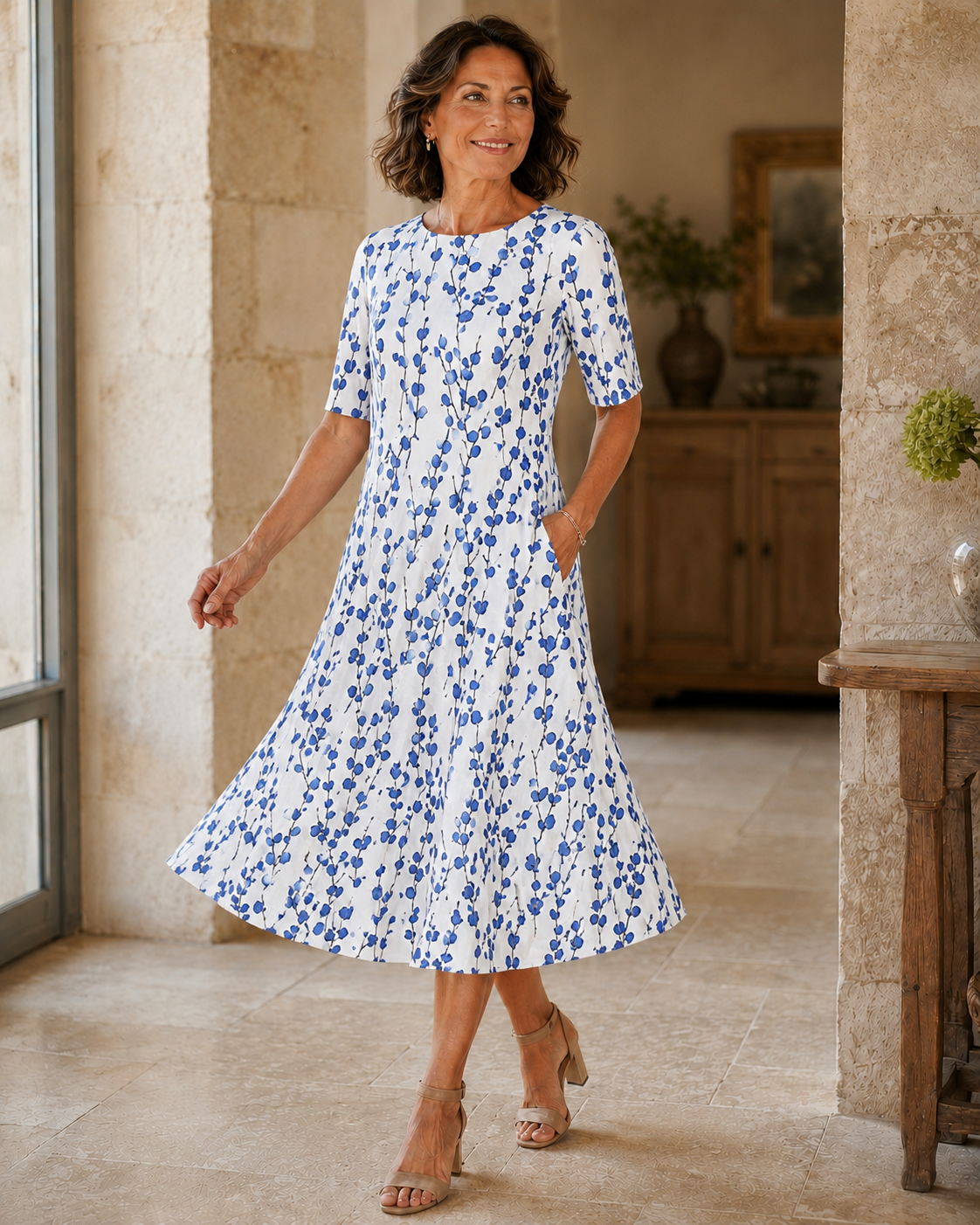 Midikleid mit Blumenmuster - Ansicht 3