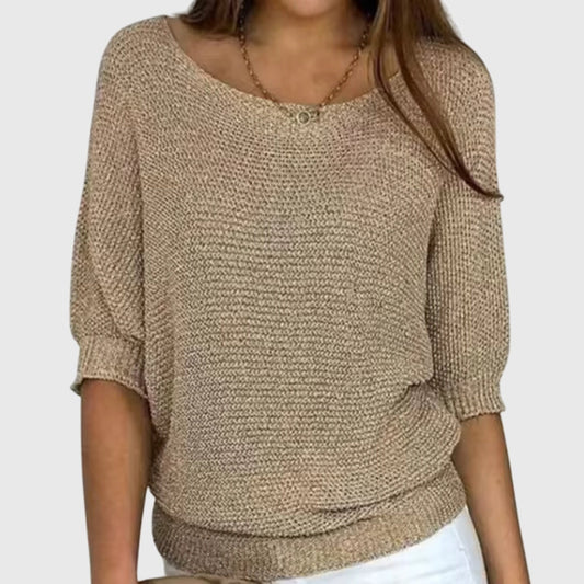 Strickpullover in Beige und Rot - Ansicht 2