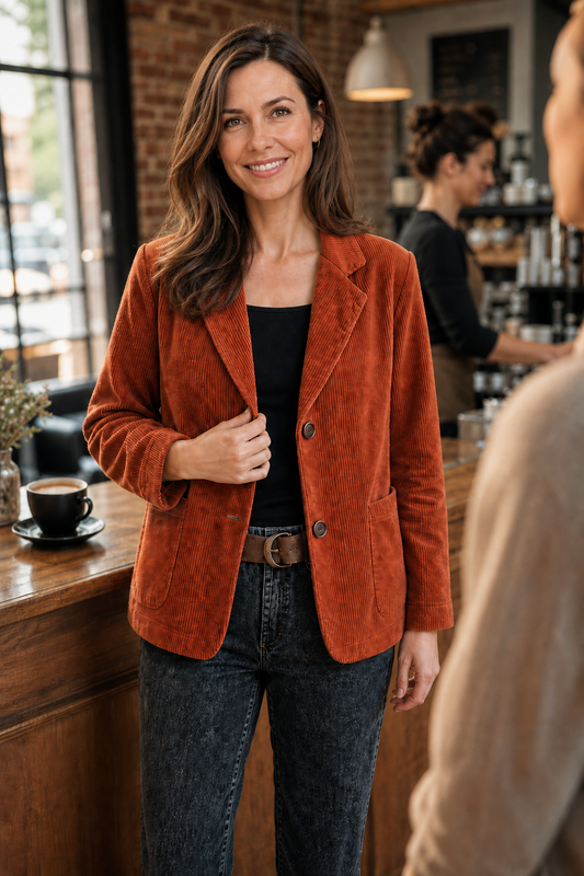 Jacke aus Cord in Orange - Ansicht 2