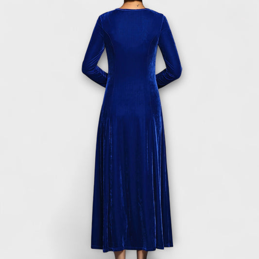 Kleid aus Samt in Blau - Ansicht 2