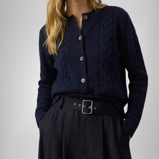 Strickjacke aus Kaschmirmix mit Zopfmuster - Ansicht 2