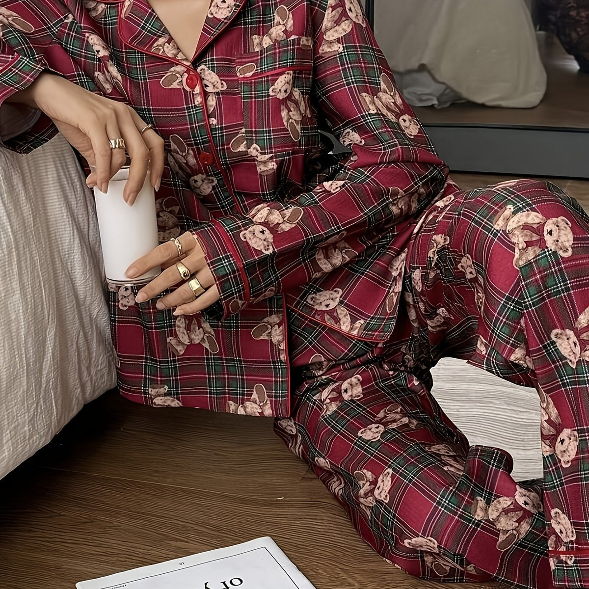 Bluse mit Reverskragen und Karomuster und Langarm - Ansicht 7