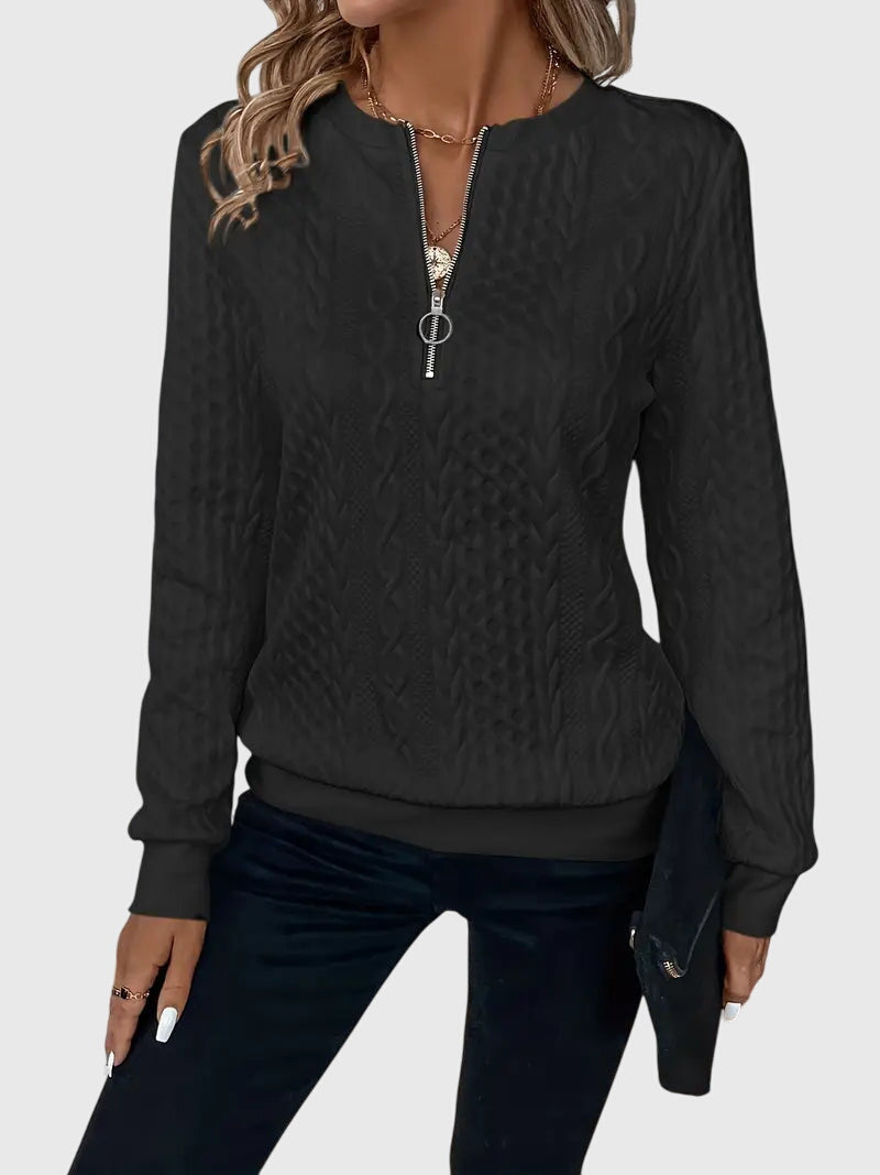 Strickpullover mit Reissverschluss in White Black Zipper - Ansicht 10
