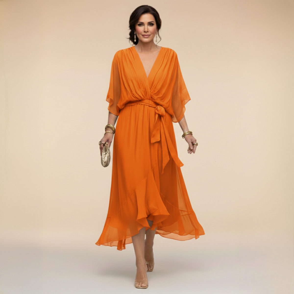 Kleid aus Chiffon mit V-Ausschnitt - Ansicht 10