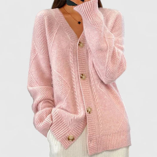 Strickjacke mit V-Ausschnitt und Knopfleiste - Ansicht 2