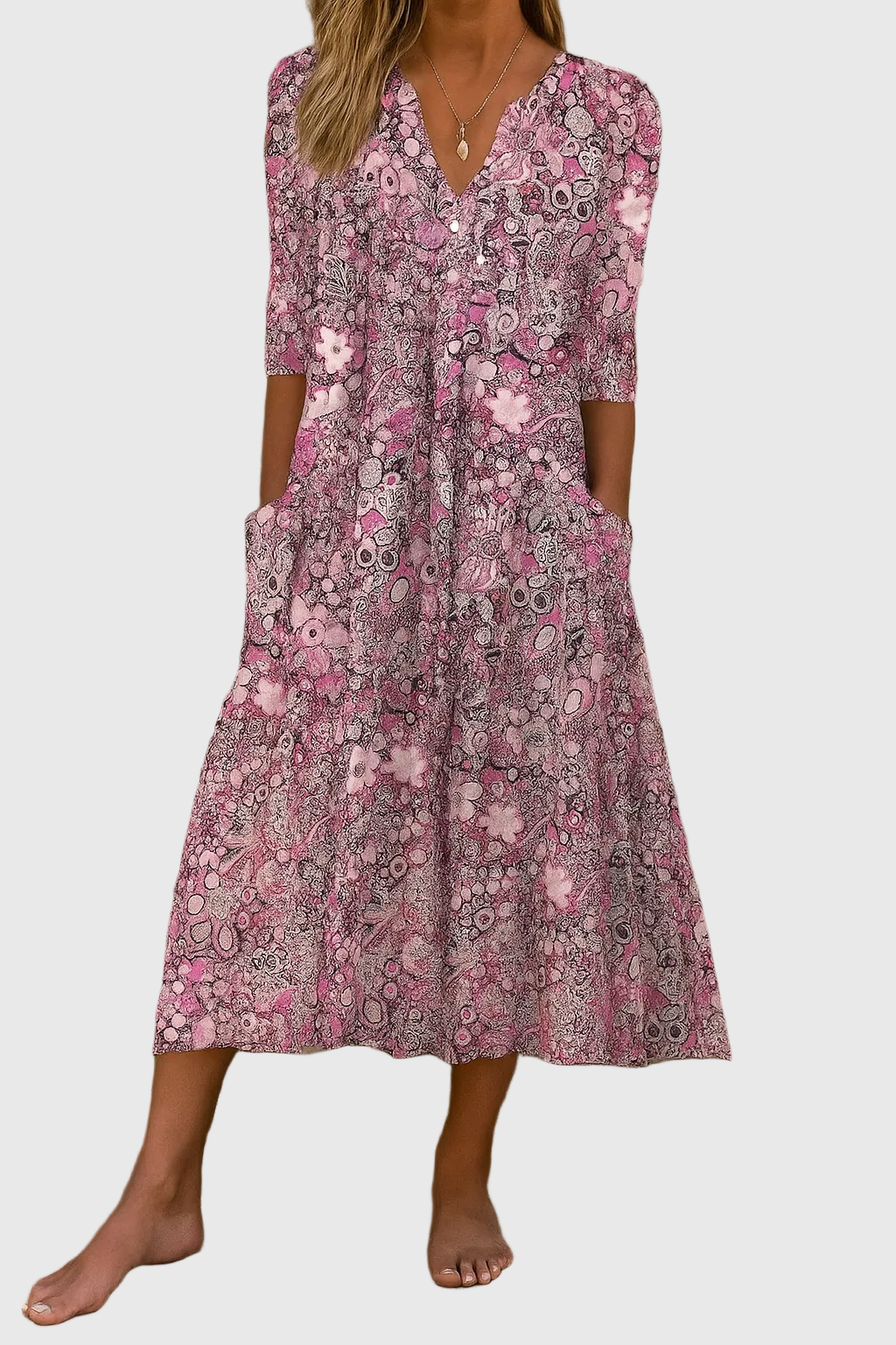Midikleid mit V-Ausschnitt - Ansicht 3