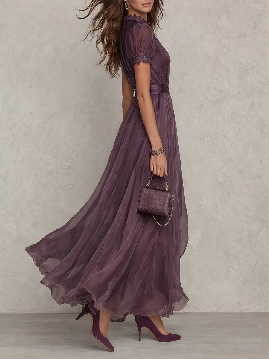 Maxikleid aus Chiffon mit Spitzendetails - Ansicht 5