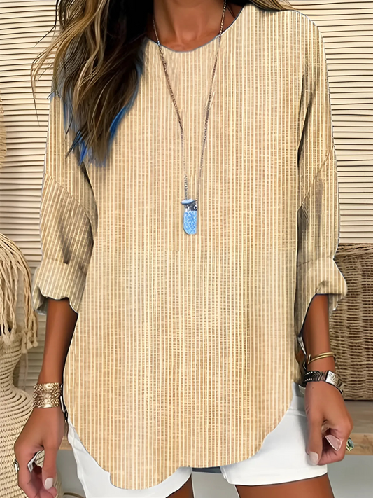 Bluse mit Rundhalsausschnitt und Streifenmuster - Ansicht 2