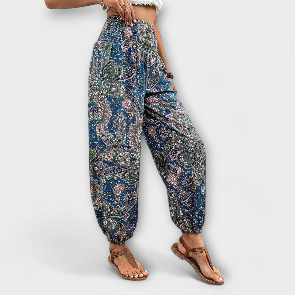 Stoffhose in Braun und Weiss - Ansicht 10