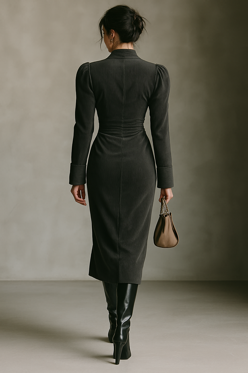 Maxikleid aus Cord mit V-Ausschnitt - Ansicht 6