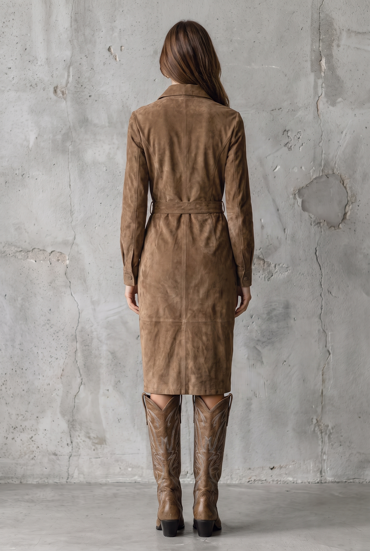 Midikleid mit Reverskragen und Langarm - Ansicht 2