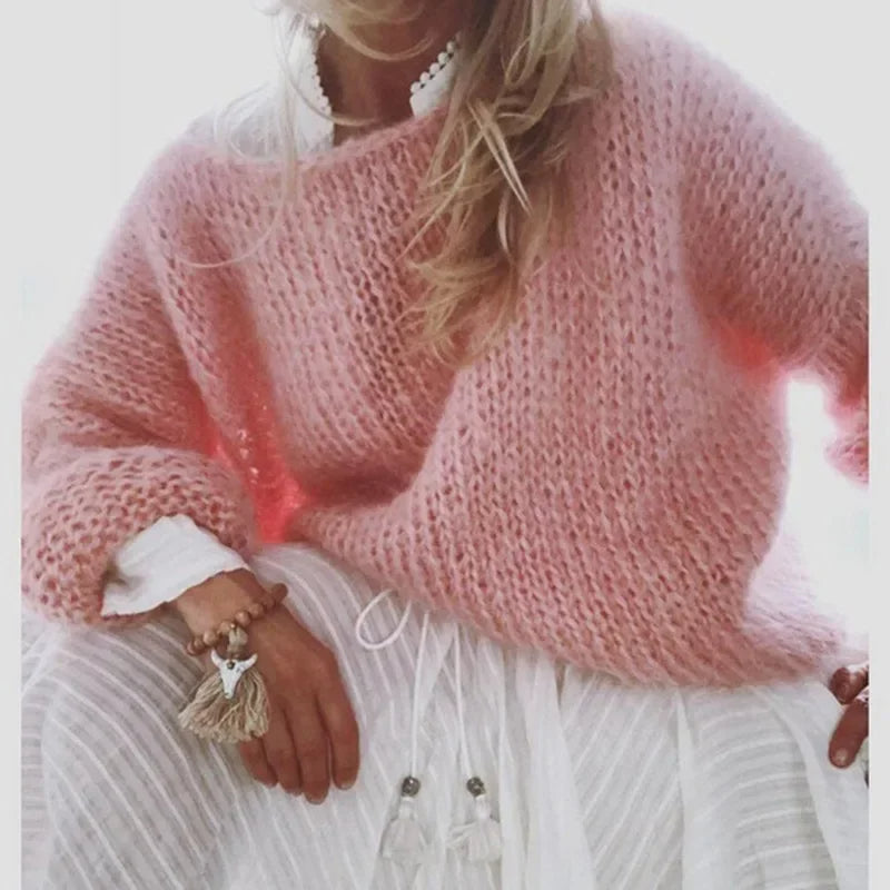 Strickpullover mit Langarm in Rosa - Ansicht 7
