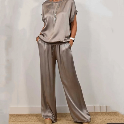 Stoffhose aus Satin in Weiss - Ansicht 3