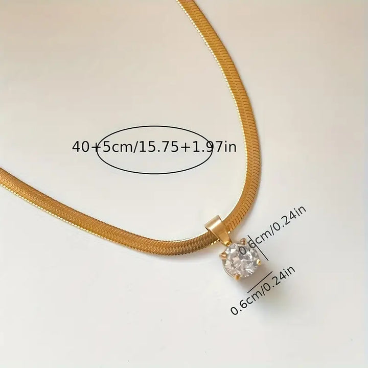 Anhänger Halskette mit Rhinestones Elegant | Gold