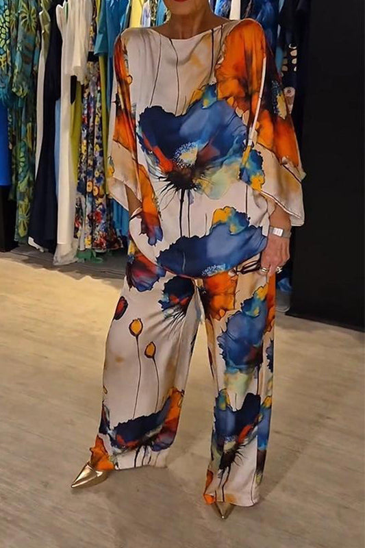 Zweiteiler aus Polyester mit Blumenmuster