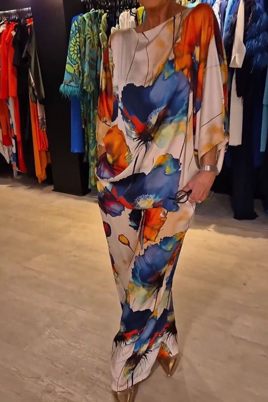 Zweiteiler aus Polyester mit Blumenmuster