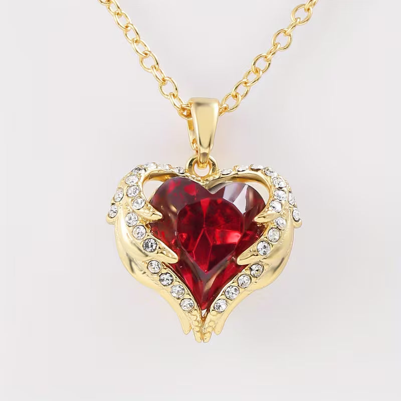 Collier cœur rubis Angel Embrace | Or