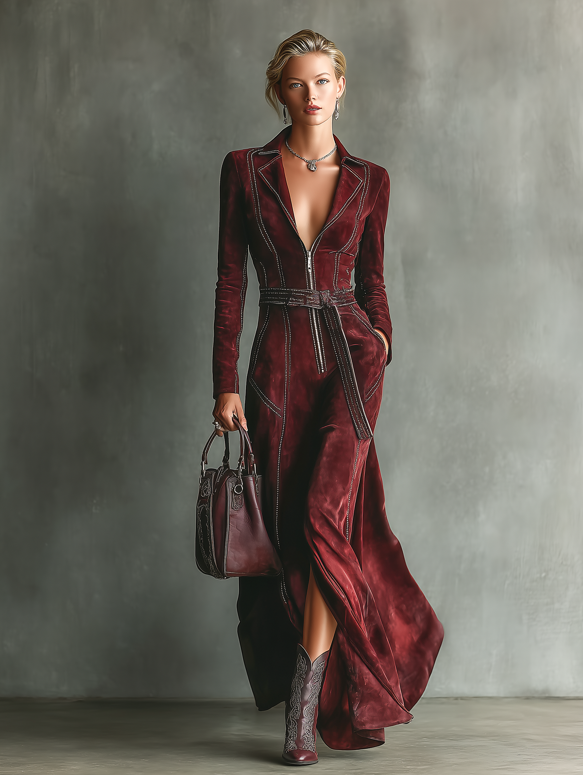 Maxikleid in Bordeaux - Ansicht 2