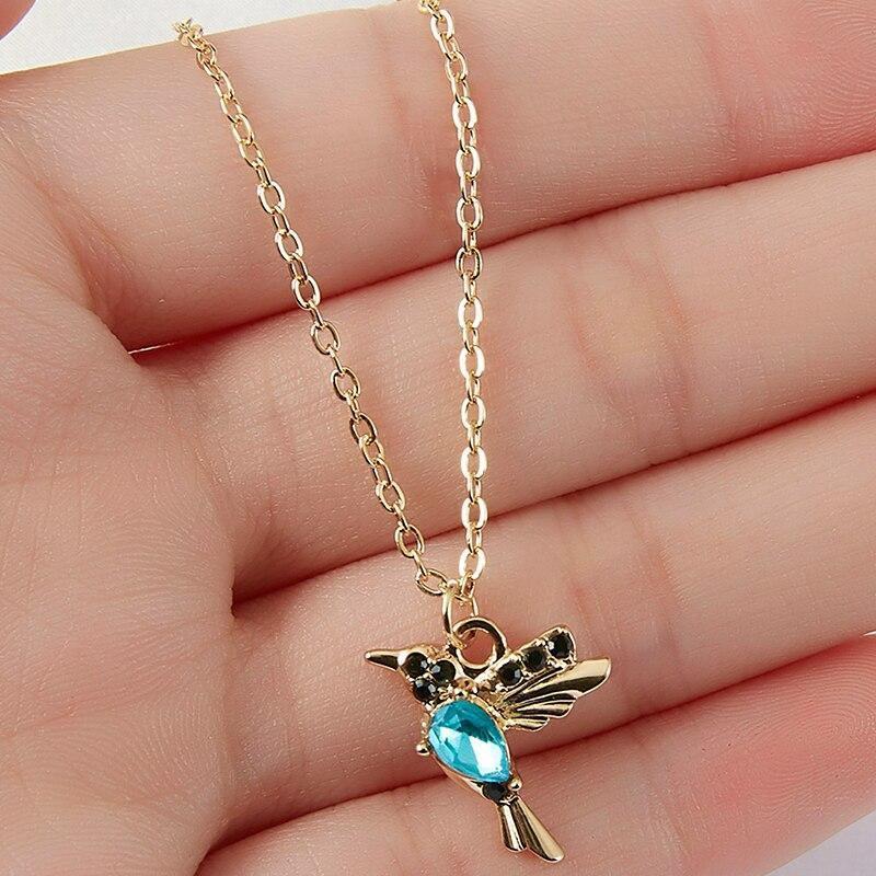 Collier colibri émail et oxyde de zirconium