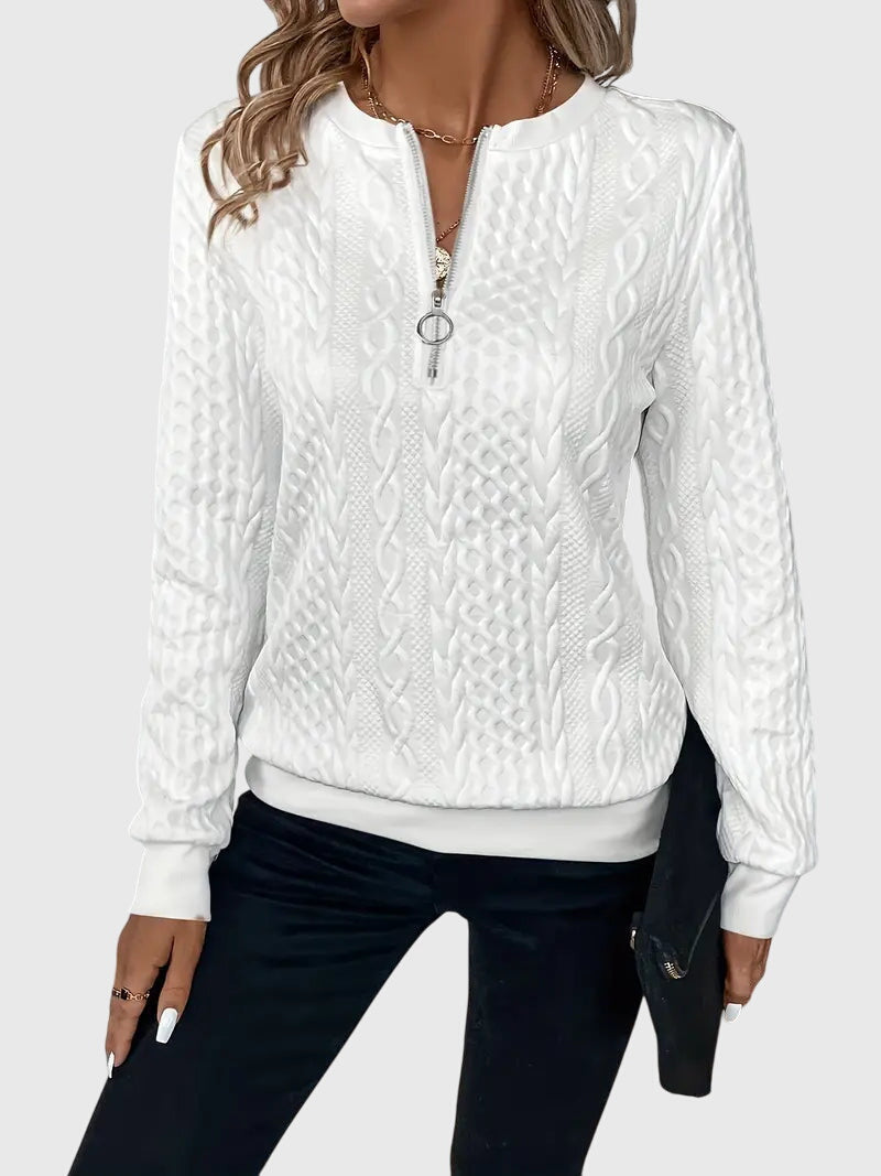 Strickpullover mit Reissverschluss in White Black Zipper - Ansicht 7