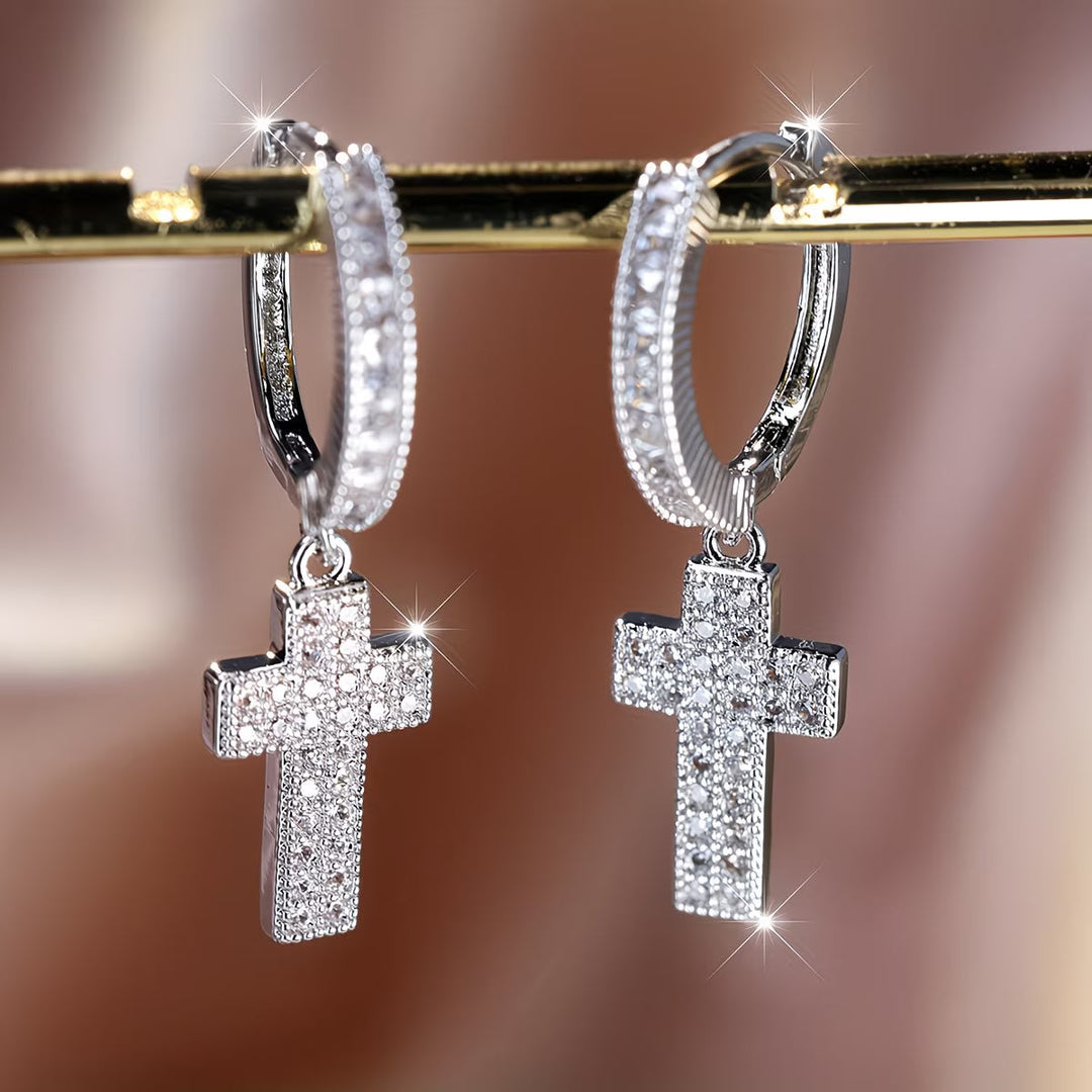 Boucles d'oreilles créoles en argent et oxyde de zirconium