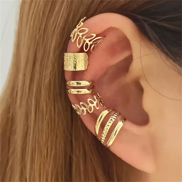 Set de 5 boucles d'oreilles vintage dorées