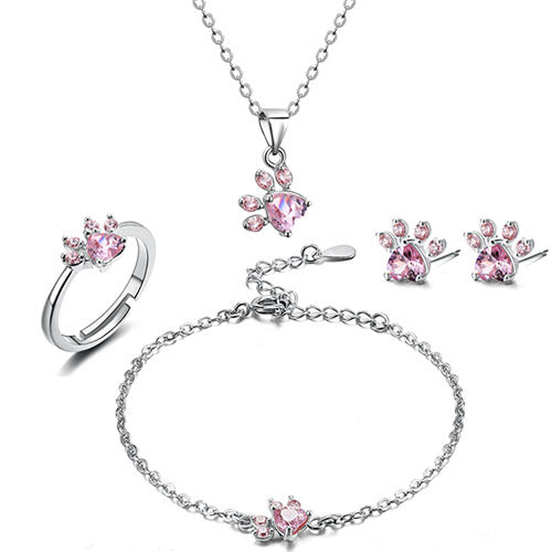 Roségold Pfoten Schmuckset
