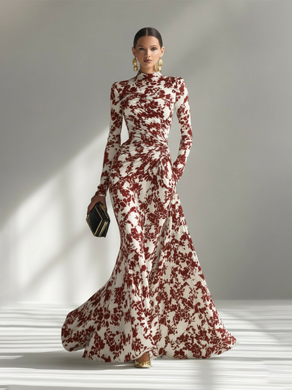 Wickelkleid mit Rollkragen und Wickeloptik und Langarm in Maxilänge - Ansicht 3