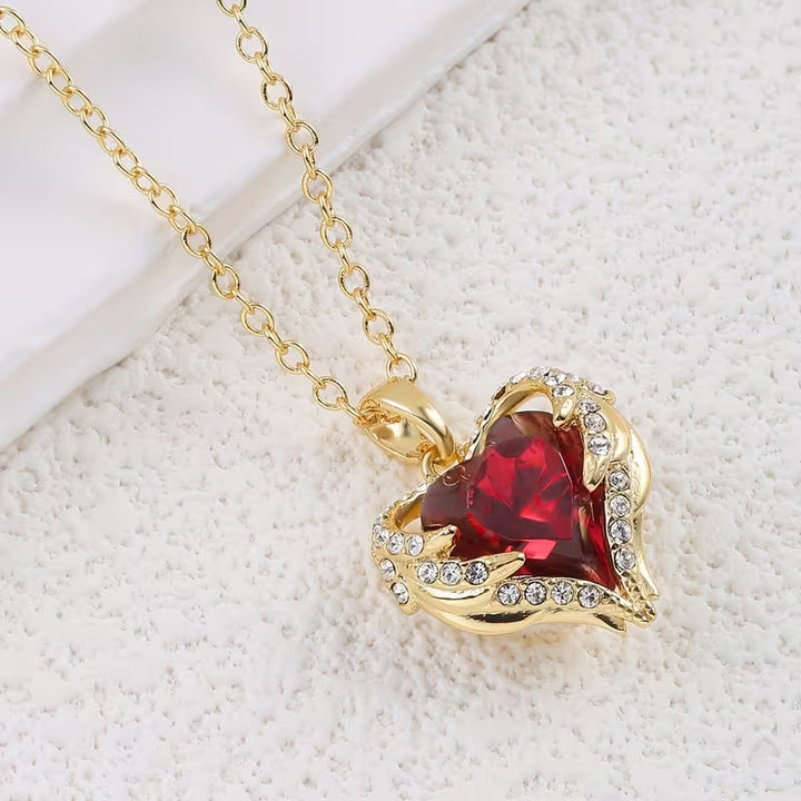 Collier cœur rubis Angel Embrace | Or