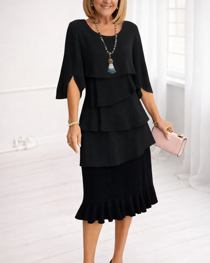 Kleid mit Rüschen in Schwarz - Ansicht 3