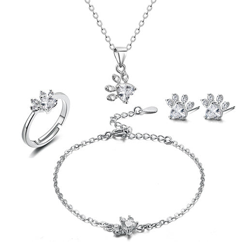 Roségold Pfoten Schmuckset