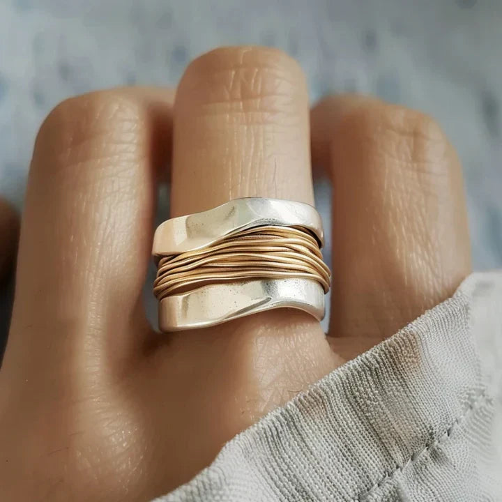 Vintage-vergoldeter Silberdraht-Ring