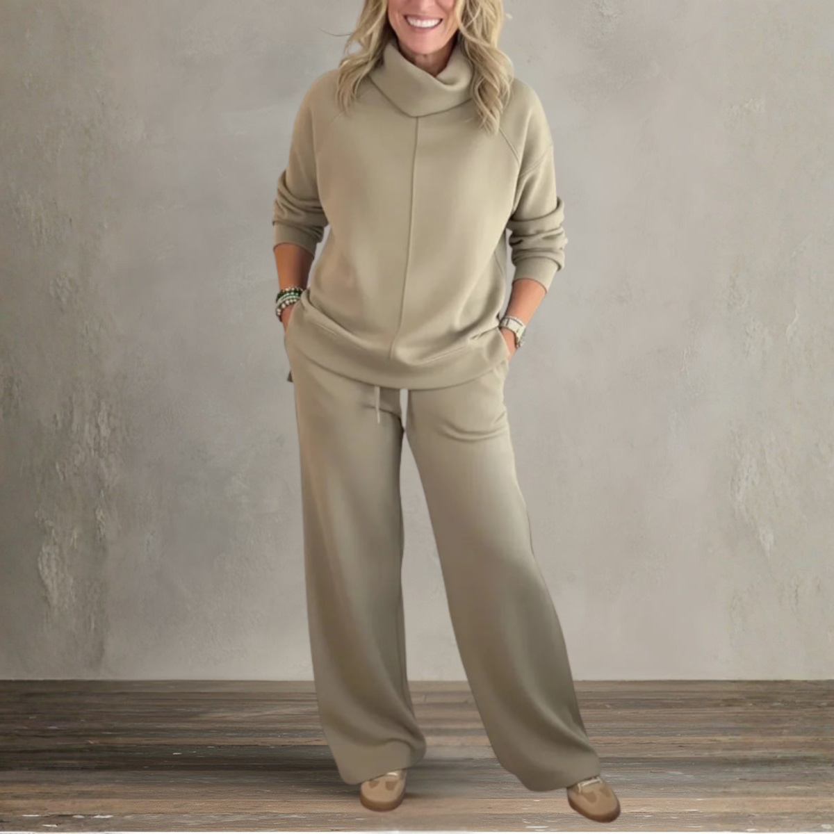 Zweiteiler in Beige und Bordeaux/Purple und Orange - Ansicht 3