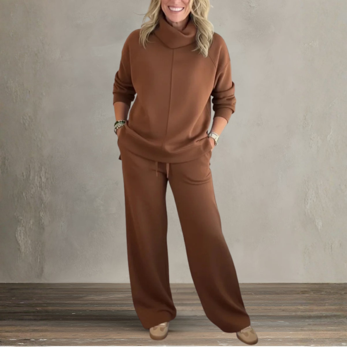 Zweiteiler in Beige und Bordeaux/Purple und Orange - Ansicht 4