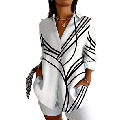 Bluse aus Baumwolle mit Knopfleiste und Langarm