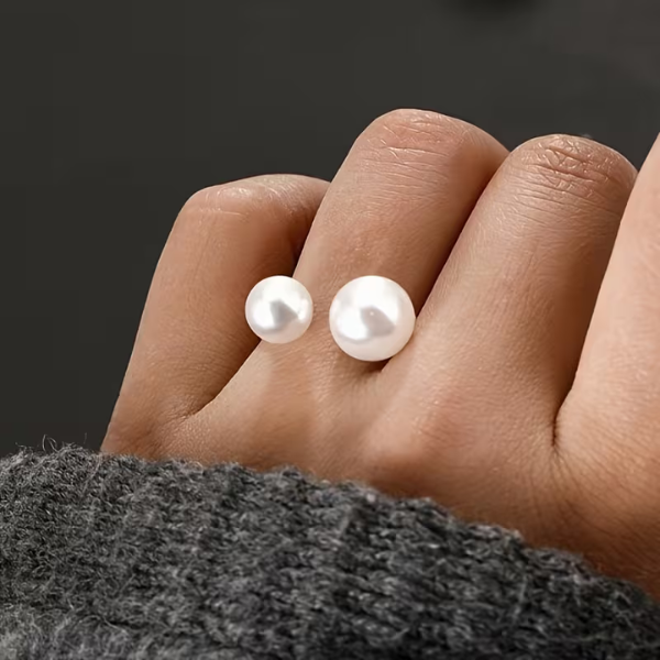 Eleganter verstellbarer Doppelperlen-Ring