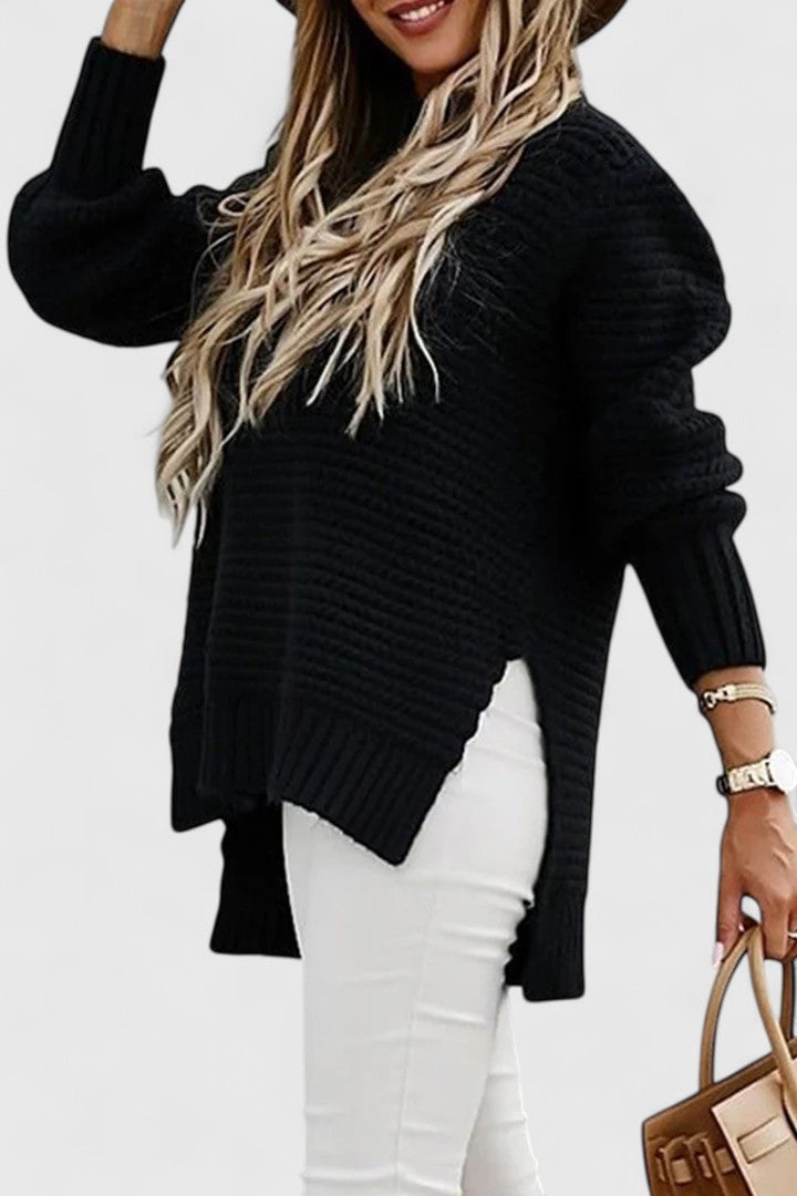 Strickpullover mit Rollkragen und Seitenschlitz und Langarm - Ansicht 7