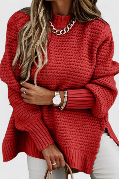 Strickpullover mit Rollkragen und Seitenschlitz und Langarm - Ansicht 2