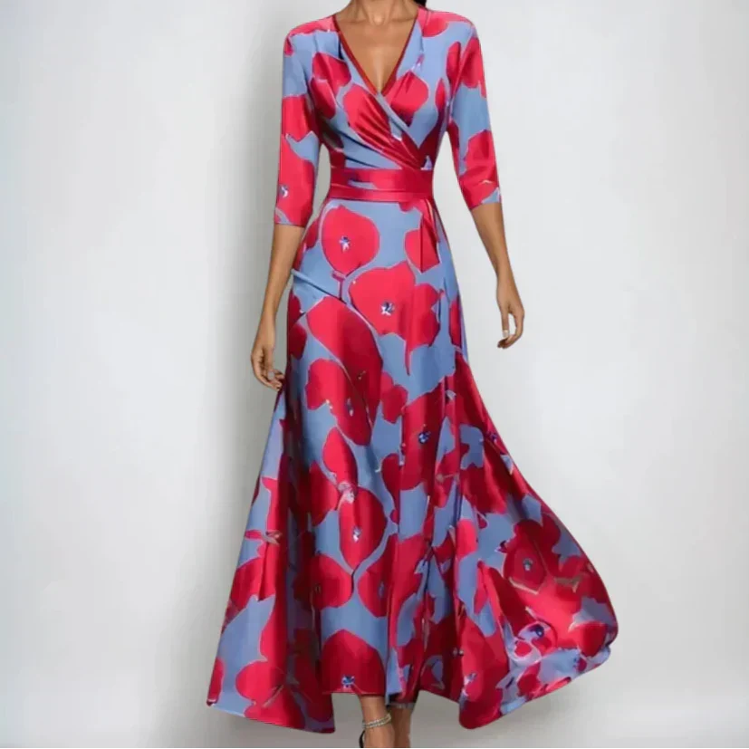 Kleid mit Blumenmuster in White/Blue - Ansicht 3