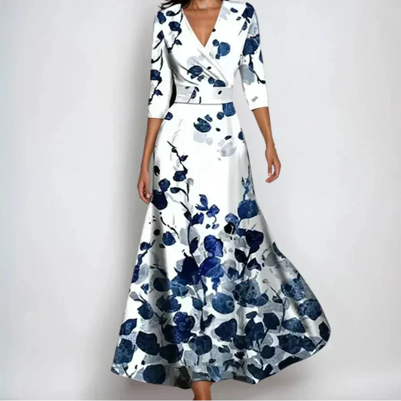 Kleid mit Blumenmuster in White/Blue - Ansicht 2