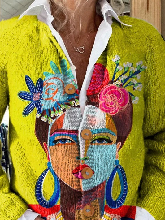 Strickjacke mit Knopfleiste in Multicolour für Damen - Ansicht 2