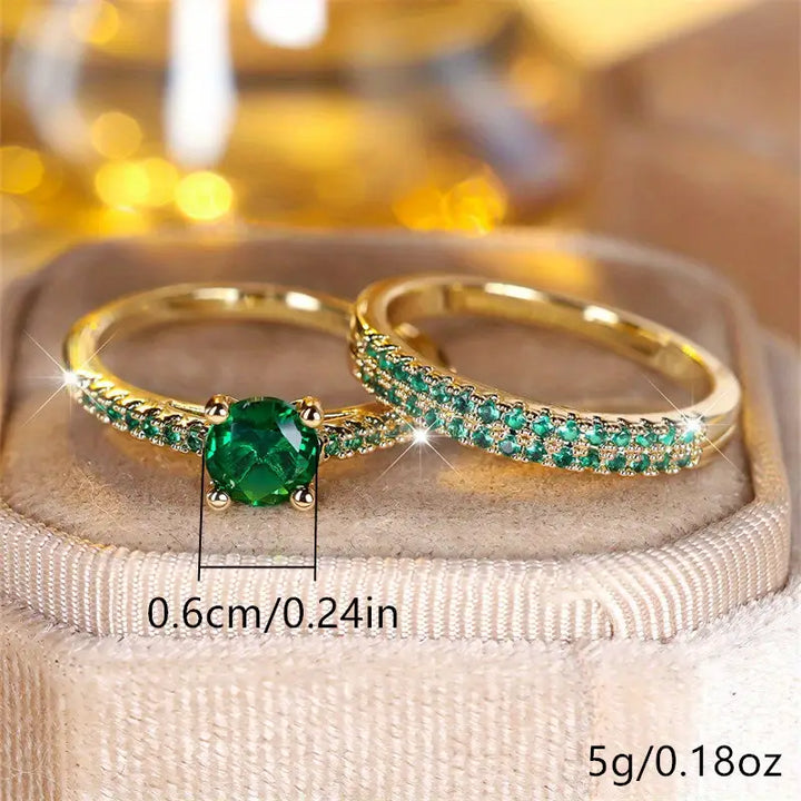 Duo Ringen Set mit Smaragd in Gold