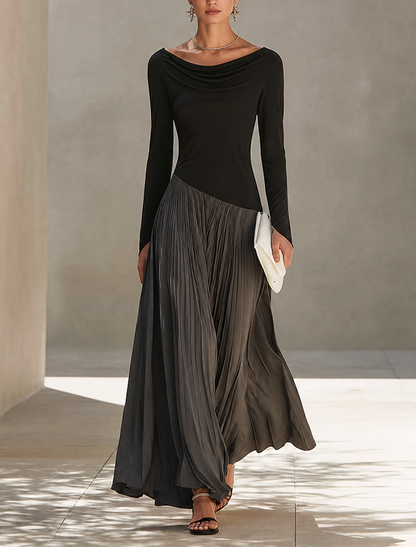 Maxikleid mit Falten und Langarm