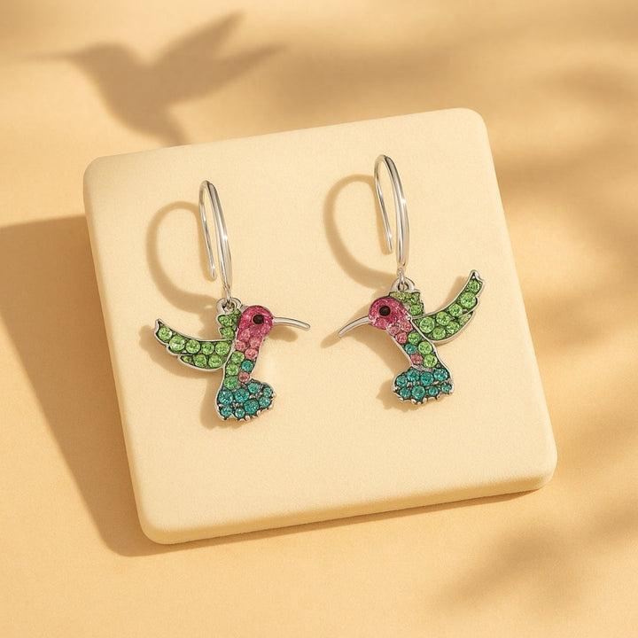 Bunte Kolibri Glitzer Ohrringe