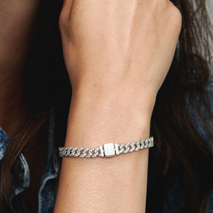 Pave Cuban Armband | Weißgold
