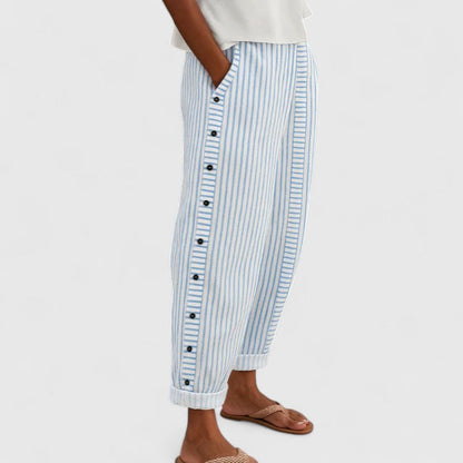Stoffhose in Schwarz und Blau